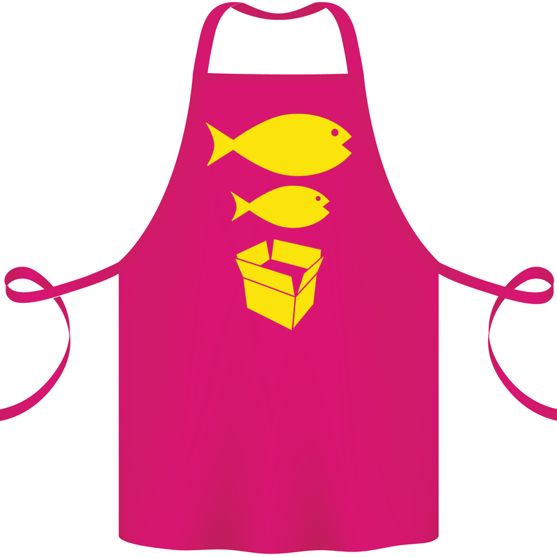Big Fish Little Fish Cardboard Box Music Cotton Apron 100% Organic Pink