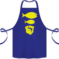 Big Fish Little Fish Cardboard Box Music Cotton Apron 100% Organic Royal Blue