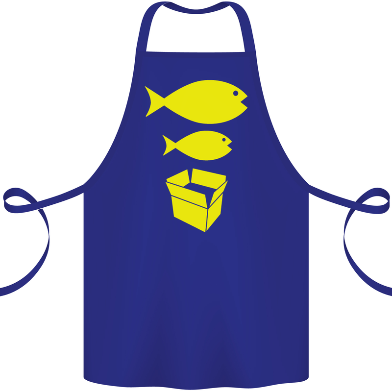 Big Fish Little Fish Cardboard Box Music Cotton Apron 100% Organic Royal Blue