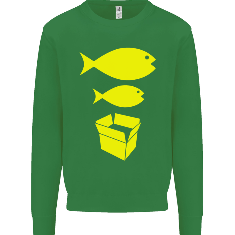Big Fish Little Fish Cardboard Box Music Kids Sweatshirt Jumper Irish Green