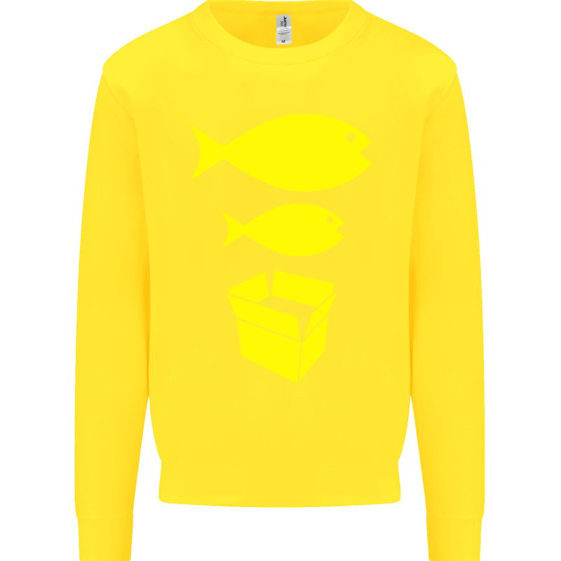 Big Fish Little Fish Cardboard Box Music Kids Sweatshirt Jumper Yellow