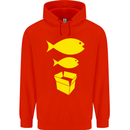 Big Fish Little Fish Cardboard Box Music Mens 80% Cotton Hoodie Bright Red