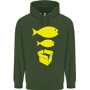 Big Fish Little Fish Cardboard Box Music Mens 80% Cotton Hoodie Forest Green
