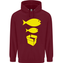 Big Fish Little Fish Cardboard Box Music Mens 80% Cotton Hoodie Maroon