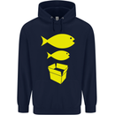 Big Fish Little Fish Cardboard Box Music Mens 80% Cotton Hoodie Navy Blue