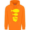 Big Fish Little Fish Cardboard Box Music Mens 80% Cotton Hoodie Orange