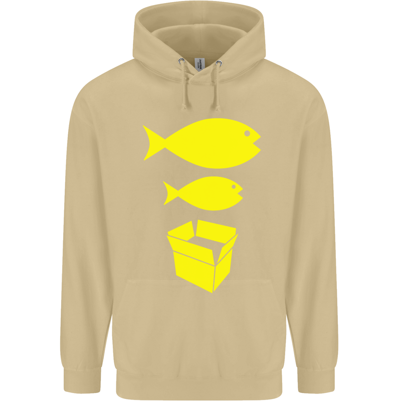 Big Fish Little Fish Cardboard Box Music Mens 80% Cotton Hoodie Sand