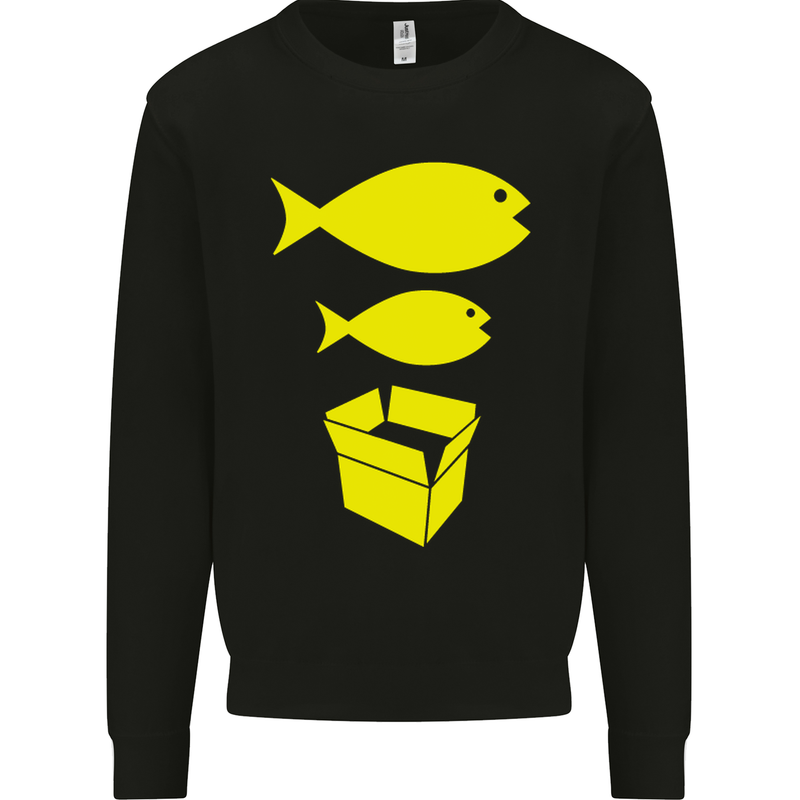 Big Fish Little Fish Cardboard Box Music Mens Sweatshirt Jumper Black
