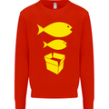 Big Fish Little Fish Cardboard Box Music Mens Sweatshirt Jumper Bright Red