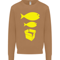 Big Fish Little Fish Cardboard Box Music Mens Sweatshirt Jumper Caramel Latte