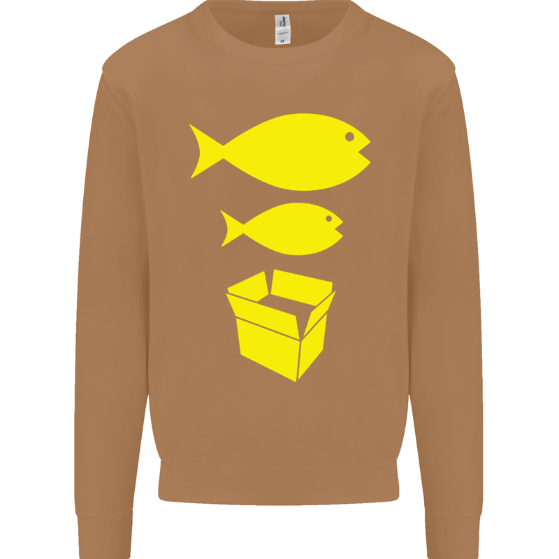 Big Fish Little Fish Cardboard Box Music Mens Sweatshirt Jumper Caramel Latte