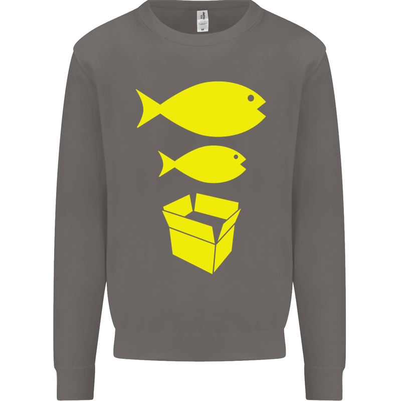 Big Fish Little Fish Cardboard Box Music Mens Sweatshirt Jumper Charcoal