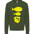 Big Fish Little Fish Cardboard Box Music Mens Sweatshirt Jumper Forest Green