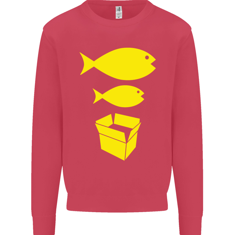 Big Fish Little Fish Cardboard Box Music Mens Sweatshirt Jumper Heliconia