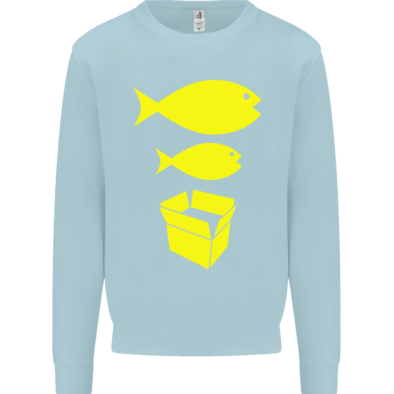 Big Fish Little Fish Cardboard Box Music Mens Sweatshirt Jumper Light Blue