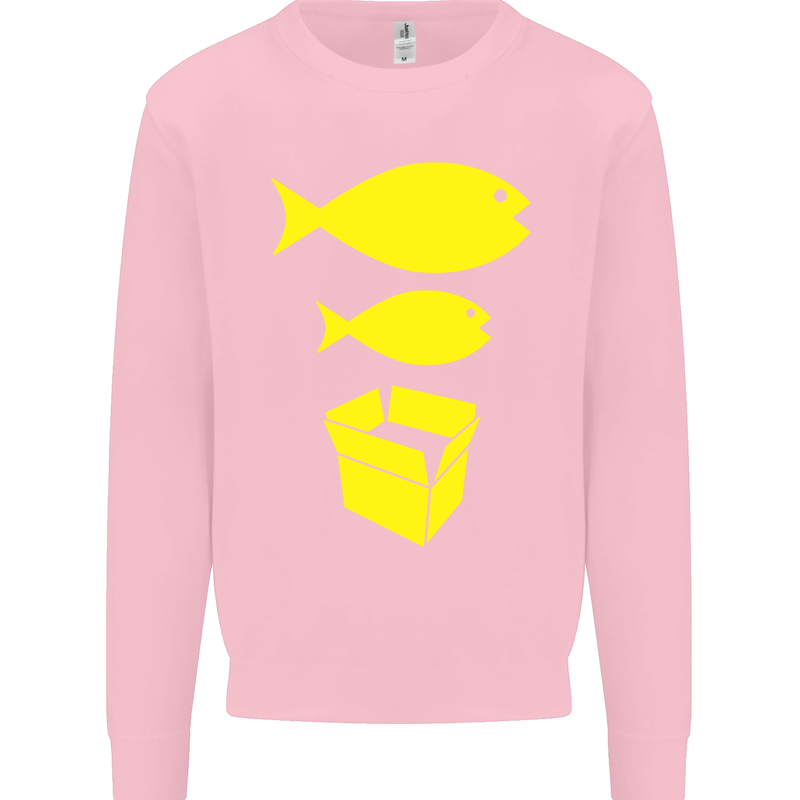 Big Fish Little Fish Cardboard Box Music Mens Sweatshirt Jumper Light Pink