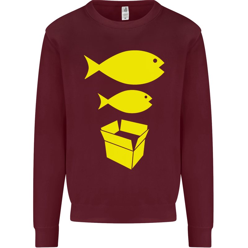 Big Fish Little Fish Cardboard Box Music Mens Sweatshirt Jumper Maroon