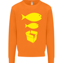 Big Fish Little Fish Cardboard Box Music Mens Sweatshirt Jumper Orange