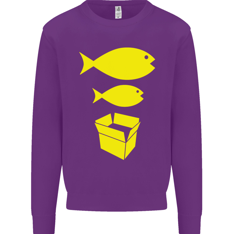 Big Fish Little Fish Cardboard Box Music Mens Sweatshirt Jumper Purple