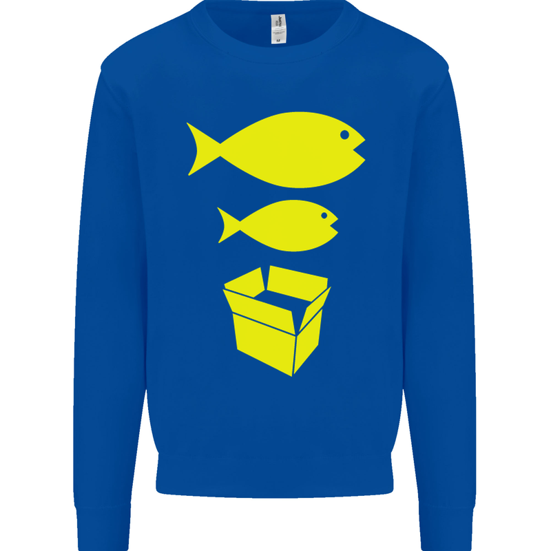 Big Fish Little Fish Cardboard Box Music Mens Sweatshirt Jumper Royal Blue