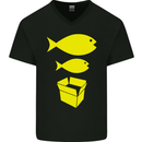 Big Fish Little Fish Cardboard Box Music Mens V-Neck Cotton T-Shirt Black