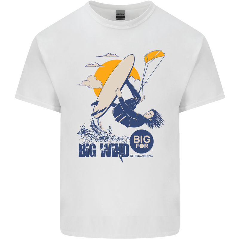 Big Wind Kiteboarding Kiteboard Mens Cotton T-Shirt Tee Top White