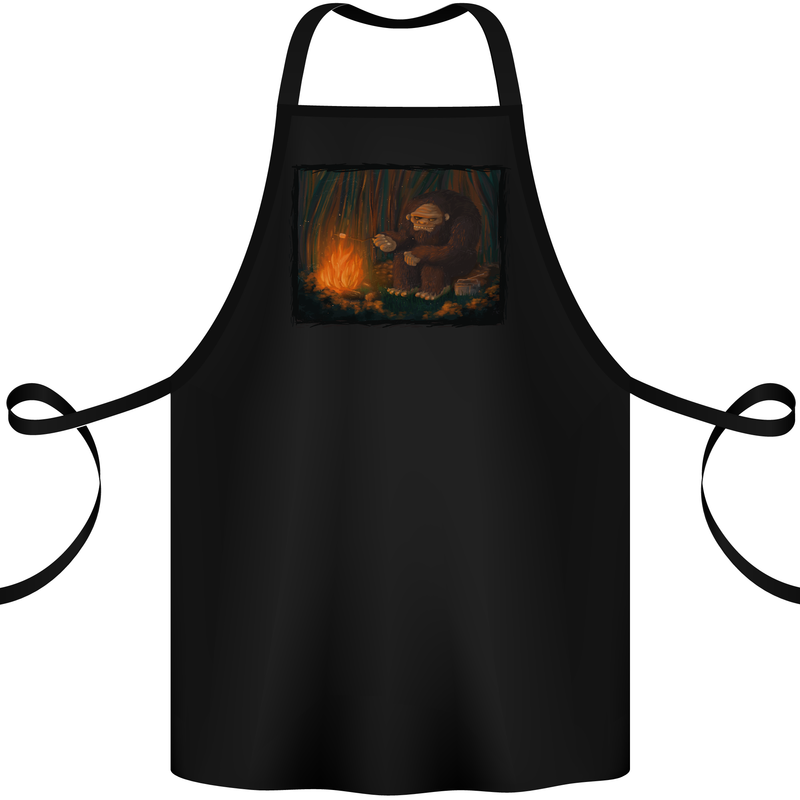Bigfoot Camping and Cooking Marshmallows Cotton Apron 100% Organic Black