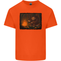 Bigfoot Camping and Cooking Marshmallows Kids T-Shirt Childrens Orange