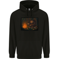 Bigfoot Camping and Cooking Marshmallows Mens 80% Cotton Hoodie Black