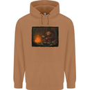 Bigfoot Camping and Cooking Marshmallows Mens 80% Cotton Hoodie Caramel Latte