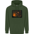 Bigfoot Camping and Cooking Marshmallows Mens 80% Cotton Hoodie Forest Green