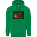 Bigfoot Camping and Cooking Marshmallows Mens 80% Cotton Hoodie Irish Green