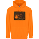 Bigfoot Camping and Cooking Marshmallows Mens 80% Cotton Hoodie Orange