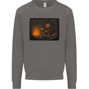 Bigfoot Camping and Cooking Marshmallows Mens Sweatshirt Jumper Charcoal