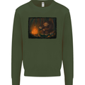 Bigfoot Camping and Cooking Marshmallows Mens Sweatshirt Jumper Forest Green