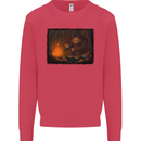 Bigfoot Camping and Cooking Marshmallows Mens Sweatshirt Jumper Heliconia