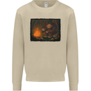 Bigfoot Camping and Cooking Marshmallows Mens Sweatshirt Jumper Sand