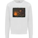 Bigfoot Camping and Cooking Marshmallows Mens Sweatshirt Jumper White