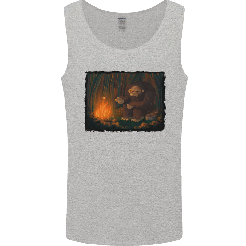 Bigfoot Camping and Cooking Marshmallows Mens Vest Tank Top Sports Grey
