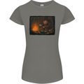 Bigfoot Camping and Cooking Marshmallows Womens Petite Cut T-Shirt Charcoal