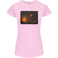 Bigfoot Camping and Cooking Marshmallows Womens Petite Cut T-Shirt Light Pink