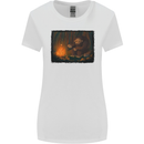 Bigfoot Camping and Cooking Marshmallows Womens Wider Cut T-Shirt White