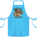 Bigfoot Hide and Seekmas Funny Christmas Cotton Apron 100% Organic Turquoise