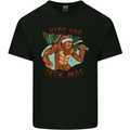 Bigfoot Hide and Seekmas Funny Christmas Mens Cotton T-Shirt Tee Top Black