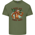 Bigfoot Hide and Seekmas Funny Christmas Mens Cotton T-Shirt Tee Top Military Green