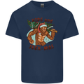 Bigfoot Hide and Seekmas Funny Christmas Mens Cotton T-Shirt Tee Top Navy Blue