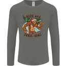 Bigfoot Hide and Seekmas Funny Christmas Mens Long Sleeve T-Shirt Charcoal