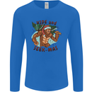 Bigfoot Hide and Seekmas Funny Christmas Mens Long Sleeve T-Shirt Royal Blue