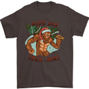 Bigfoot Hide and Seekmas Funny Christmas Mens T-Shirt Cotton Gildan Dark Chocolate