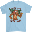 Bigfoot Hide and Seekmas Funny Christmas Mens T-Shirt Cotton Gildan Light Blue